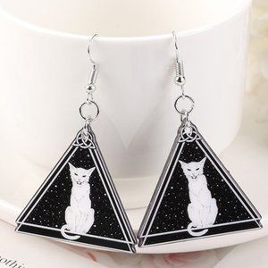 Gothic White Cat Earrings